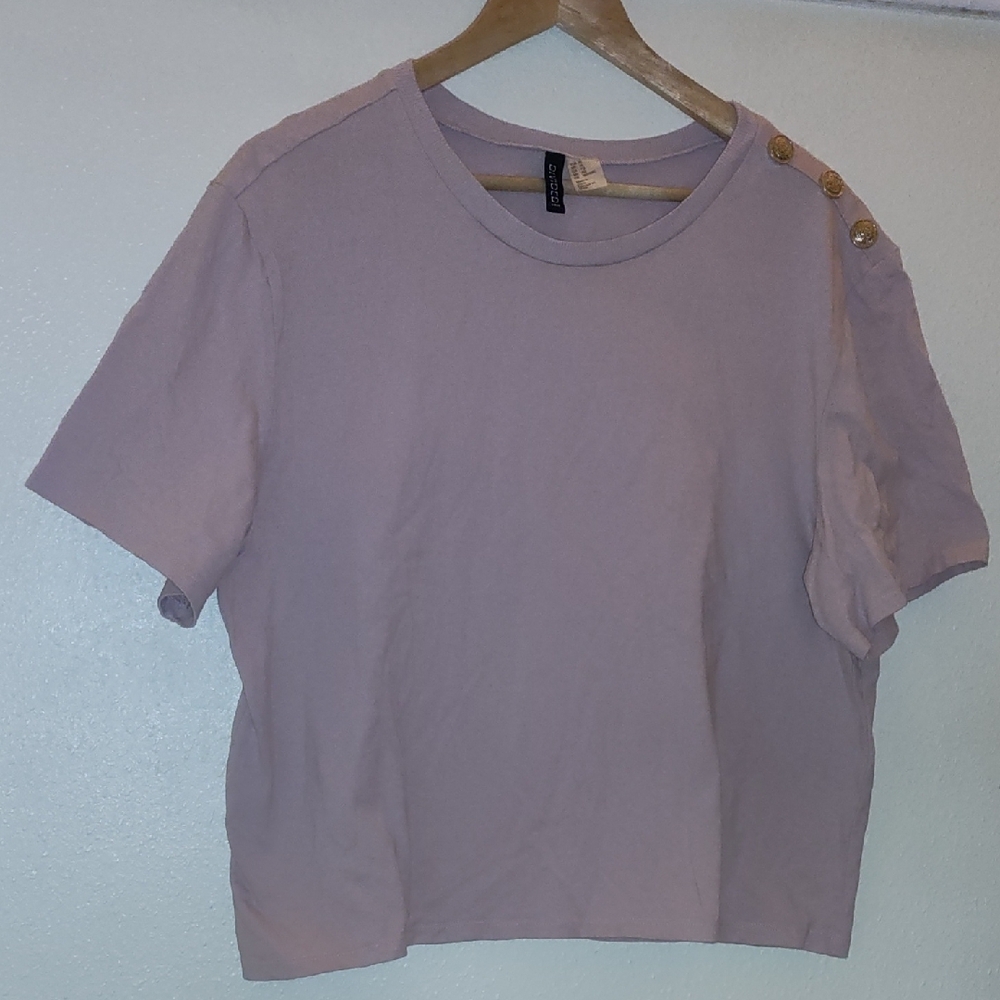 Chic Pink Button-Shoulder Top - Picture 2 of 3